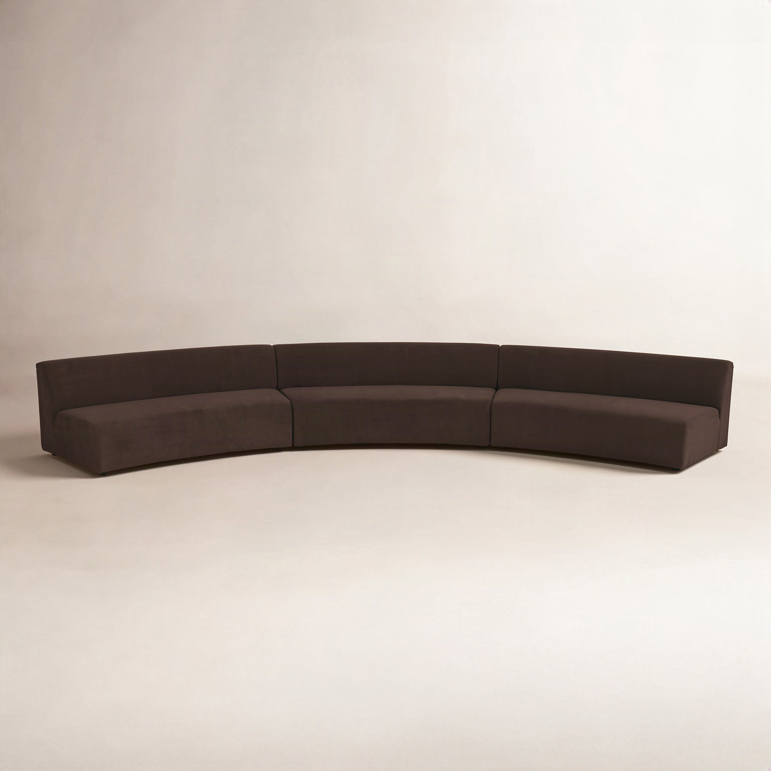 REMI Modular Upholstered Reversible Sectional, Brown Polyester, 28.3" H x 242.1" W x 39" D