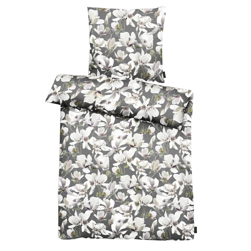 Hulin Floral Duvet Cover Set with Pillowcases, 135cm x 200cm, Grey/Brown/Blue