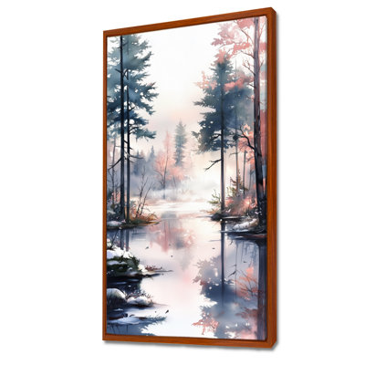 «Blue Pink Summer Twilight Mist Woodland III - Blue Nature», reproduction d'art sur toile Moody
