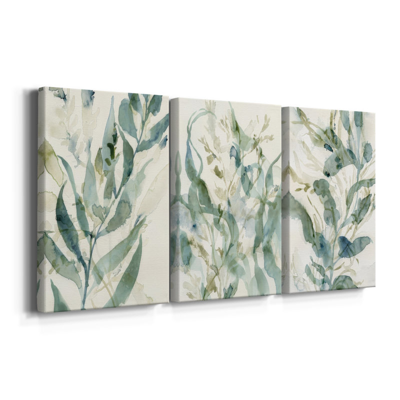 Underwater Botany I - Toile tendue avec châssis sur mesure - 3 pièces, H 48 po x l 96 po