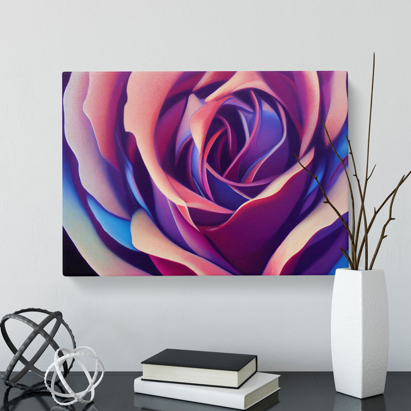 An Illuminated Rose Flower - Wrapped Canvas Print, 40cm H x 60cm W x 3cm D