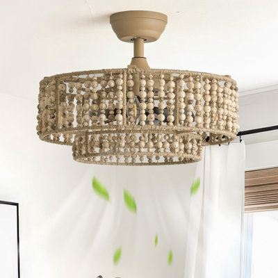 Ventilateur de plafond avec lumière et télécommande, ventilateur de plafond Fandelier de 20 po avec lumière, ventilateur de plafond en cage avec lumières encastré Boho pour chambre à coucher, salon, salle à manger