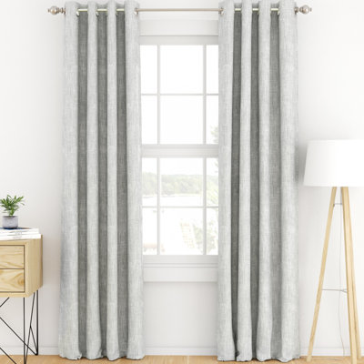 100% Blackout Textured Linen-Blend Grommet Curtain Set