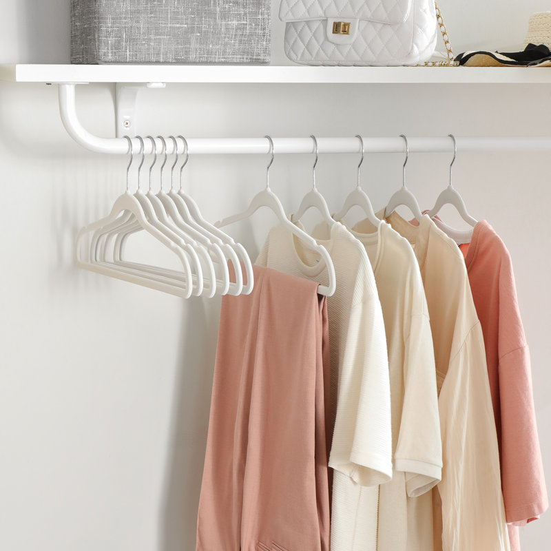 Taequan Non-Slip Standard Hanger, White/Silver, 50