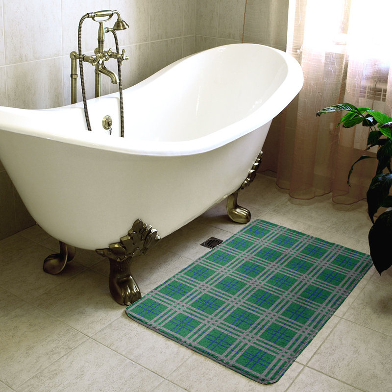 Memory Foam Non-Slip Bath Rug, 17" W x 24" L, Gray/Green