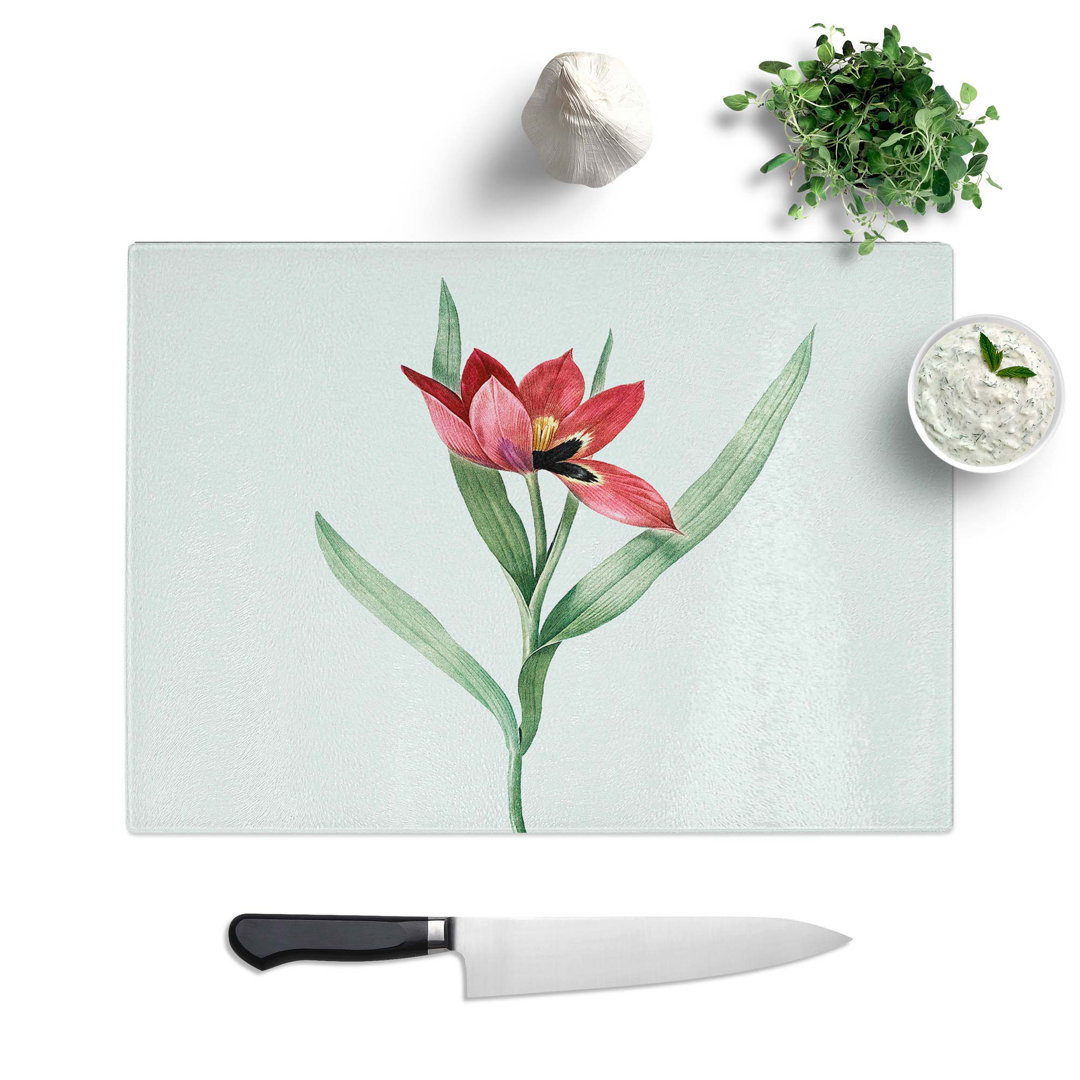 Tempered Glass Tulip Flower by Pierre-Joseph Redoute Chopping Board