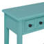 Table d'entrée avec 2 tiroirs, console rustique avec tablette ouverte et pieds en bois d'hévéa TREXM pour les entrées, les salons et les couloirs (bleu sarcelle)-130050151