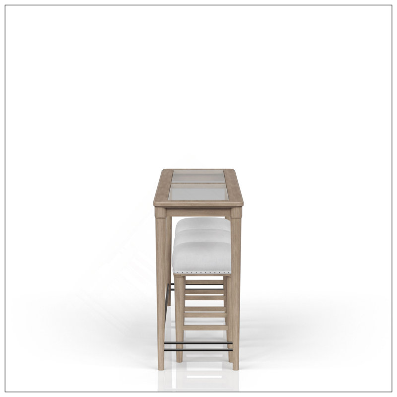 Console en verre givré avec 3 tabourets