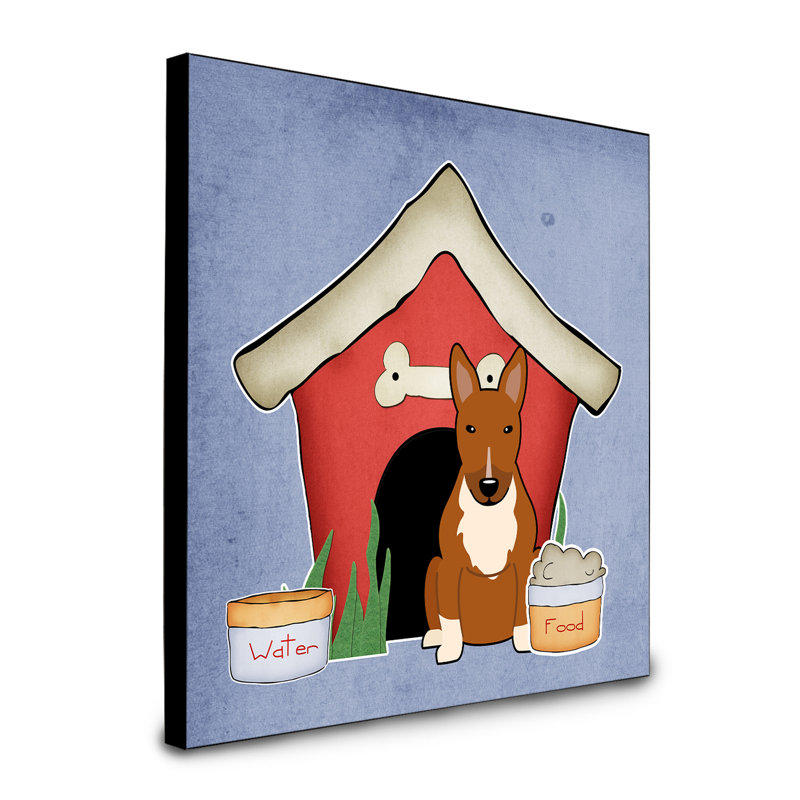 Panneau mural d’art collection dog house Scarvinia, Bull-terrier roux