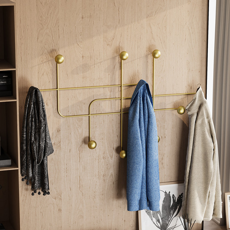 Crochet mural en métal de qualité supérieure, finition dorée, 42,1 x 25,2 x 3,9 pouces | Fabrication 100% métal, épaisseur: 0,4 po | Supporte jusqu'à 22 lb | Idéal pour l'organisation de la maison et la décoration, design élégant et durable