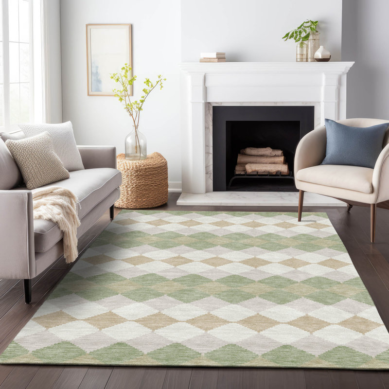 Tapis intérieur / extérieur vert Eira , 9 pi x 12 pi