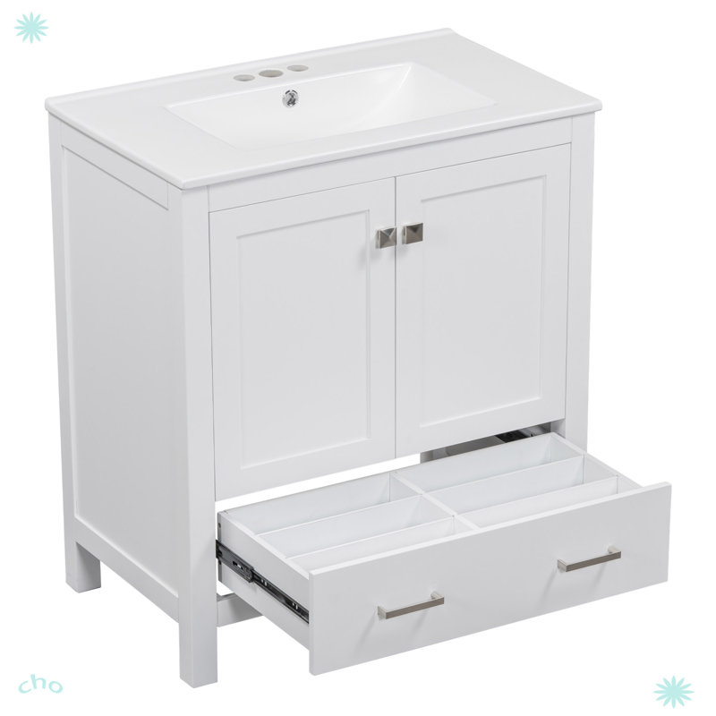 Meuble-lavabo 30 po avec lavabo simple, Blanc