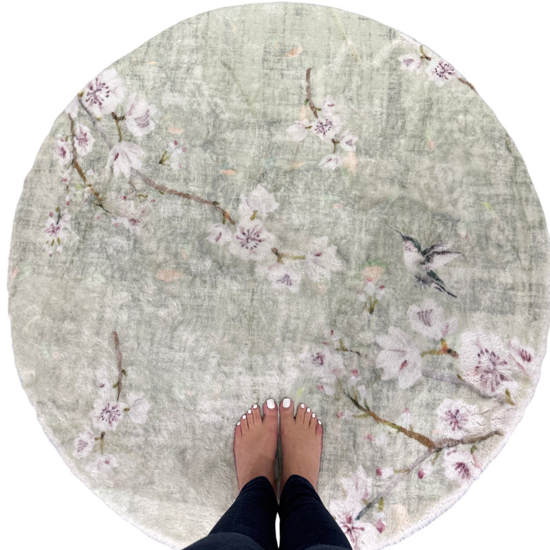Floral Area Rug, Celadon, Rectangle 1'8" x 2'6"