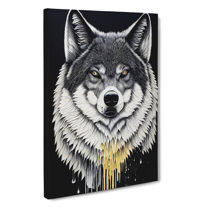 Splashed Wolf No.1 - Wall Art, 50cm H x 35cm W x 3cm D, Wrapped Canvas