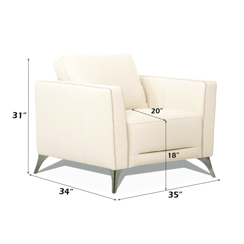 Malaga Cream Leather Chair (Assembled), Beige