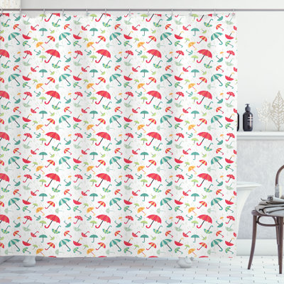 Latitude Run Rain Shower Curtain Colorful Umbrellas Dots Multicolor