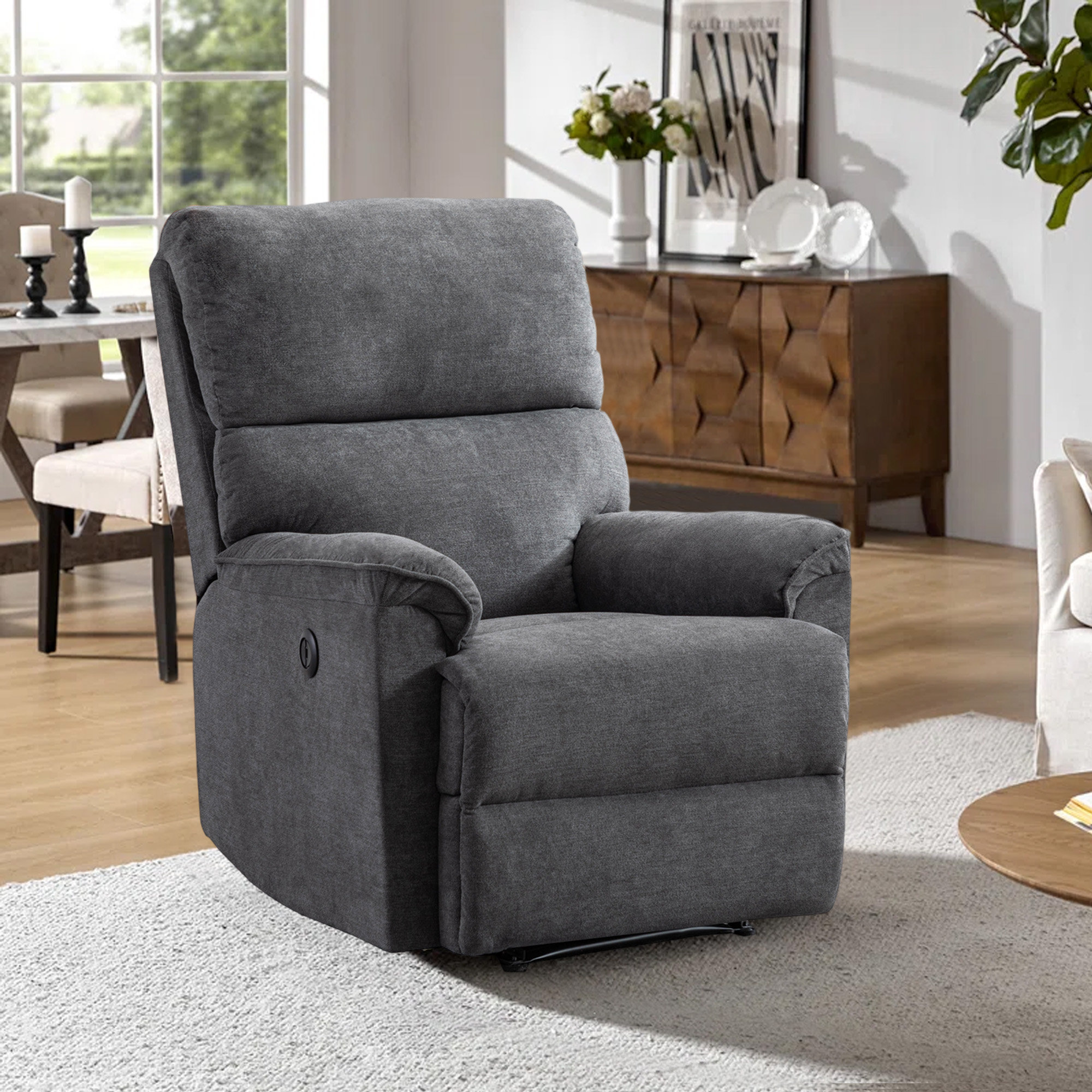 Bardia 31" Wide Minimalist Power Recliner Chair Brown