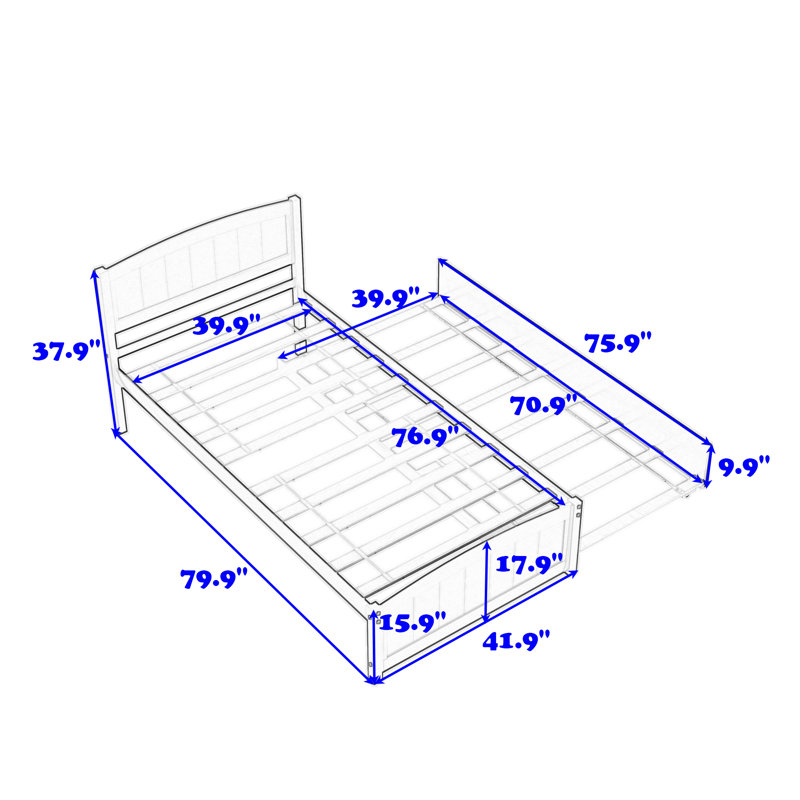 Twin Platform Bed with Trundle, Gray