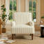 Fauteuil d'appoint rembourré en velours côtelé Corduroy, avec pieds en bois massif, pour chambre à coucher, beige-128614425