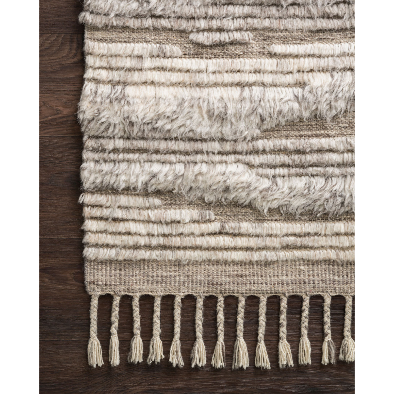 Benjamin Natural Ivory Hand-Knotted Wool Rug, Rectangle 7'9" x 9'9"
