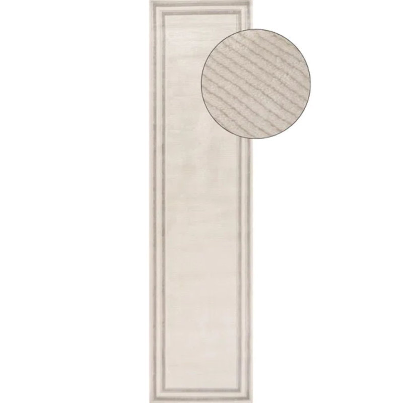 Carmel Modern Bordered Cream/Grey Area Rug, Runner 80 x 300 cm