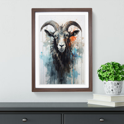 Goat Gestural No.2 - Single Picture Frame Print on Wood