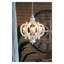 Lustre 6 lumières en bois aggloméré blanc antique sculpté avec abat-jour en verre transparent