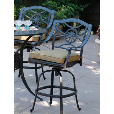 Aldeign Patio Bar Stool with Cushion by Lark Manor