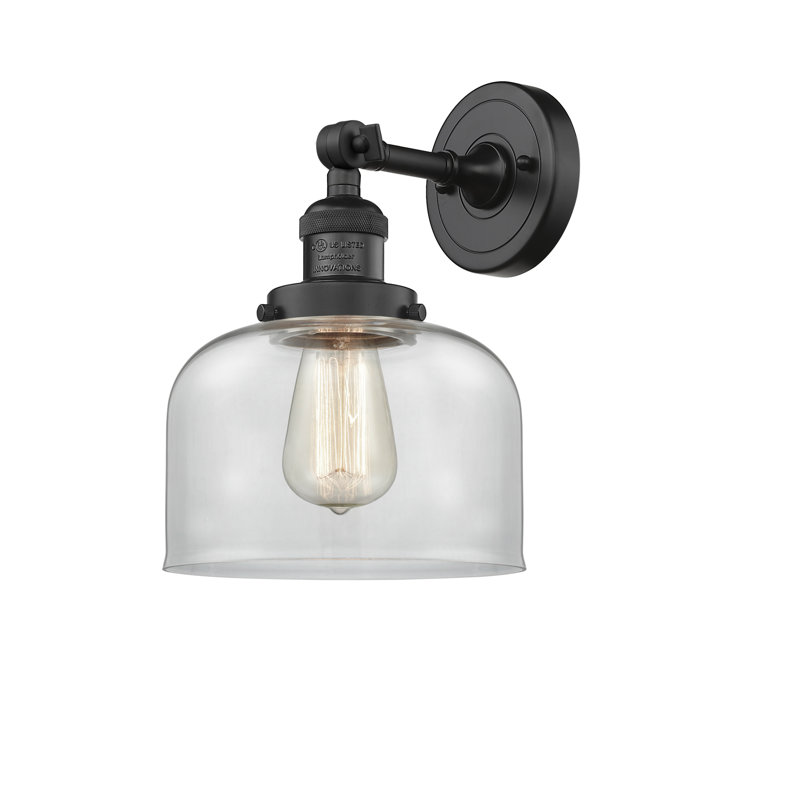 Handley Glass Semi Flush Mount, No Bulb Included, Clear, Matte Black