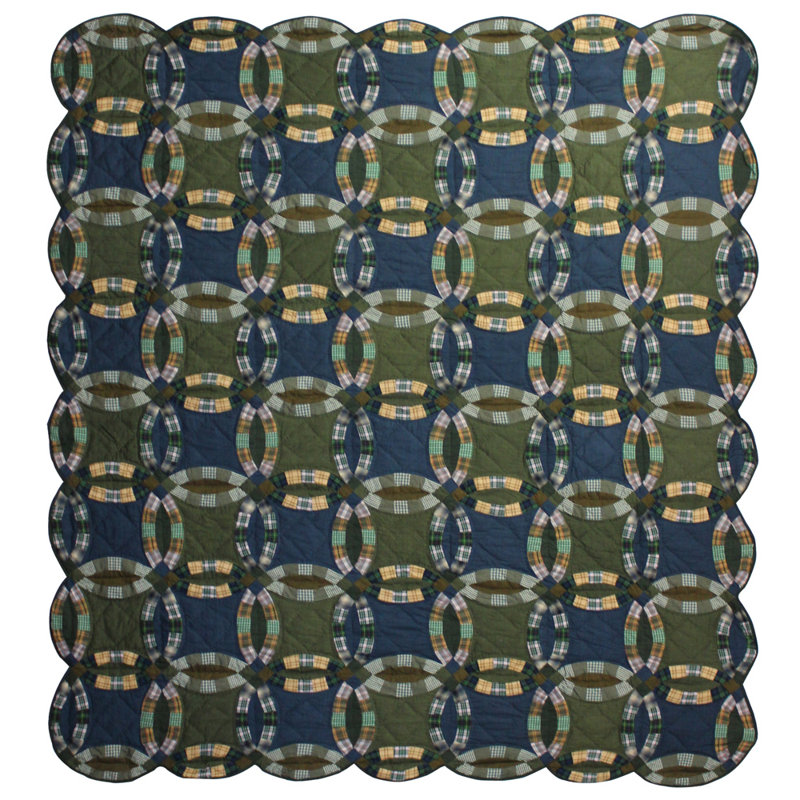 Chambray Ring Rustic Cotton Quilted Patchwork Quilt, Super King