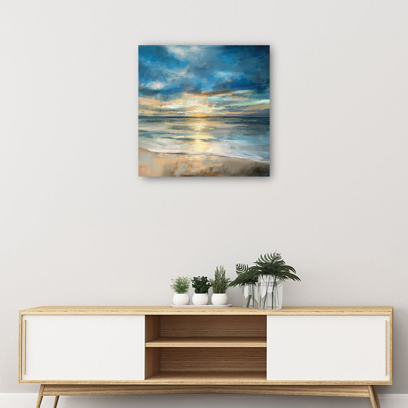 Indigo Surf Wrapped Canvas Art Print - 12" x 12"