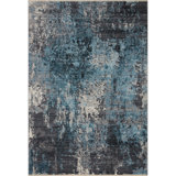 Ballyrashane Power Loom Blue/Black/Gray Rug