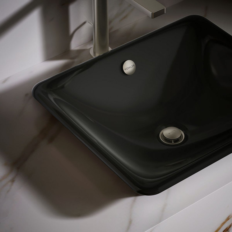 Iron Plains 6.3" Tall Metal Rectangular Bathroom Sink with Overflow, Black Black