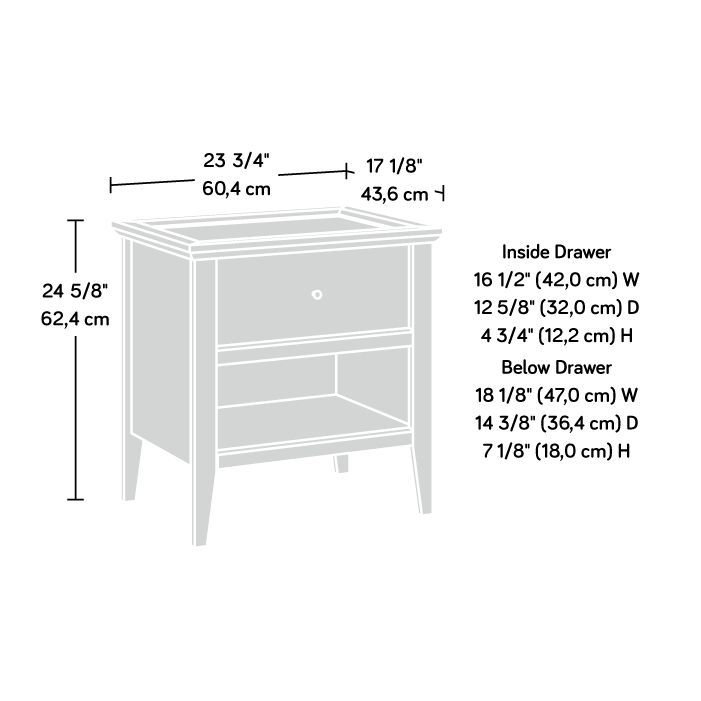 Glacier Oak Hexagon Pattern 1-Drawer Nightstand with Open Shelf
