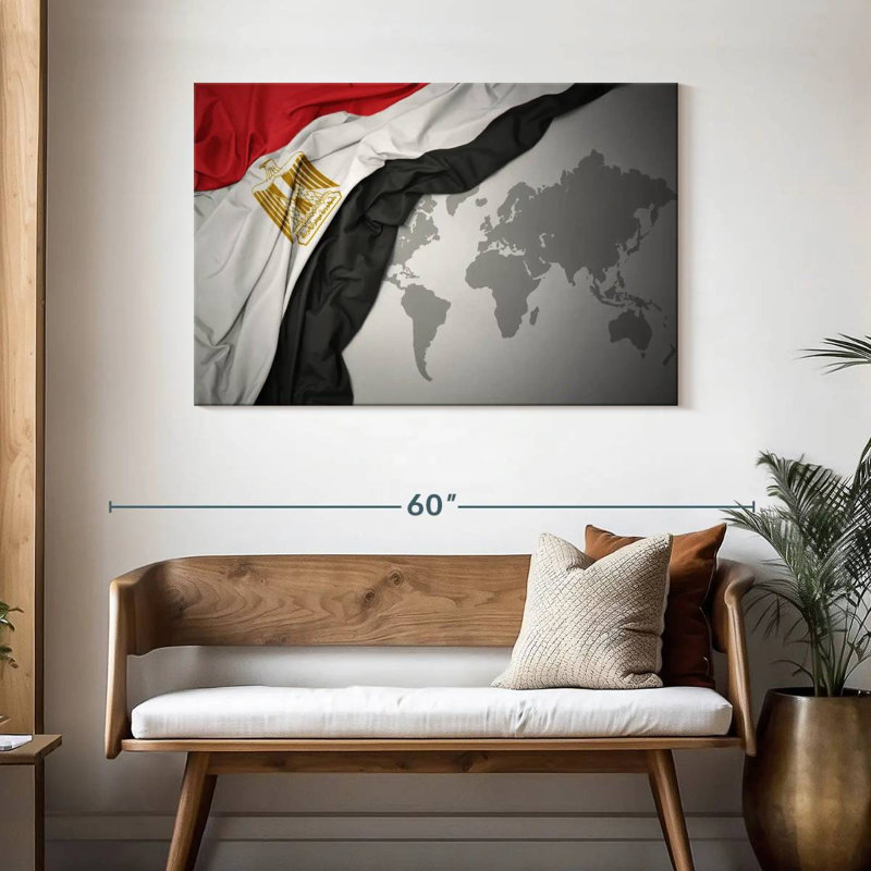 Egypt Flag On World Map, 30" H x 45" W