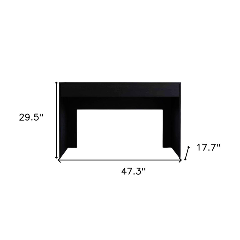 Black Faux Wood 47" Minimalist Computer Desk with Drawers