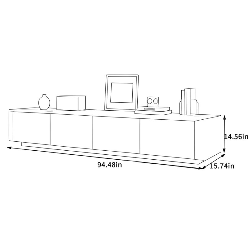 Meuble télé Modern Minimalist, H 14,56 po x L 94,48 po x l 15,74 po