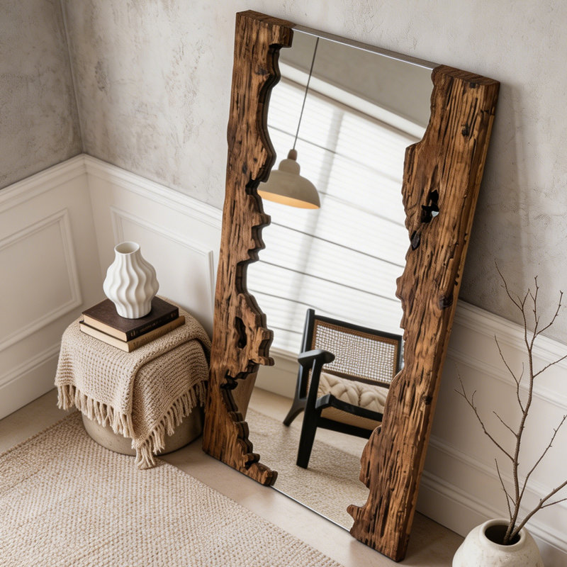 Rectangle Solid wood Full Length Mirror, 74.8"H*47.24"W*2.36"D