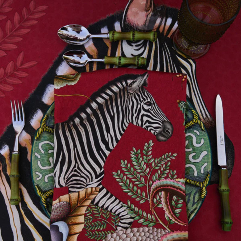 Napkins - Thanda Stripe, Royal Red