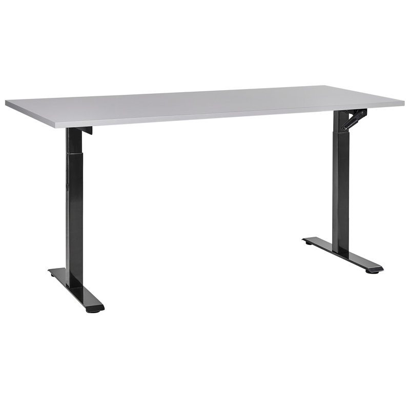 Nateasha Adjustable Height Steel Standing Desk, 119cm H x 160cm W x 72cm D, Black, Grey