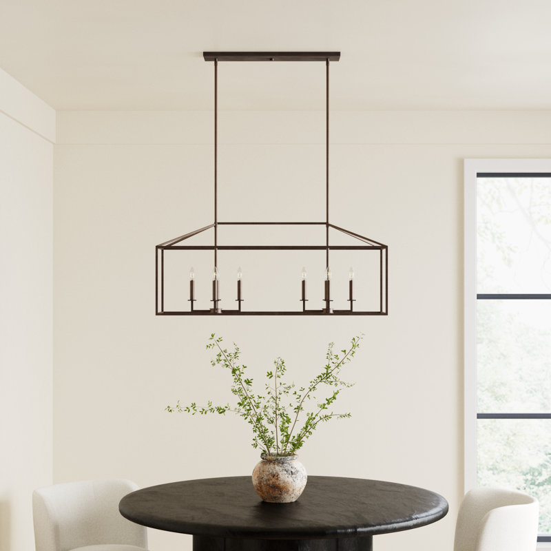 Ellis 8 - Light Dimmable Kitchen Island Square / Rectangle Chandelier, No, Bronze