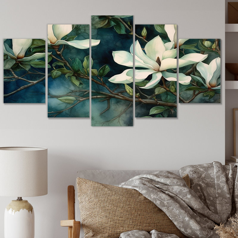 Ensemble de salon vert et blanc Magnolias
