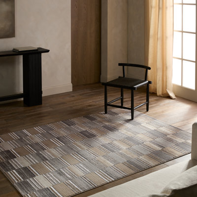 Label J  Rhenium Powerloomed Abstract Grey Area Rug (18" Swatch)