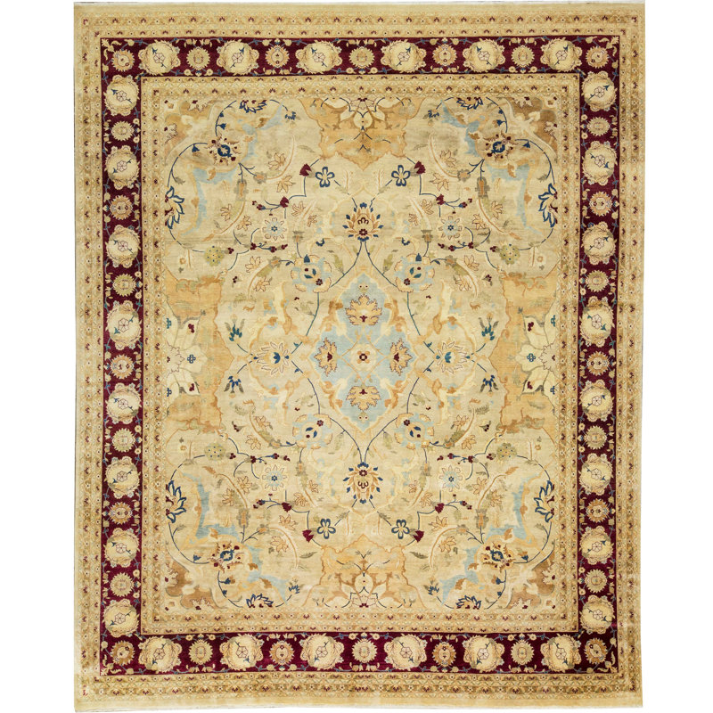 Tapis beige noué à la main de haute qualité