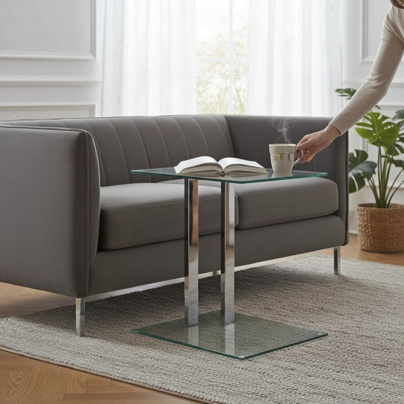 Holly Glass Top C Table End Table