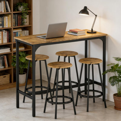 Table With Stools,Kitchen Table 4 Chairs,5-Piece Counter Height Bar Table And Chairs Set