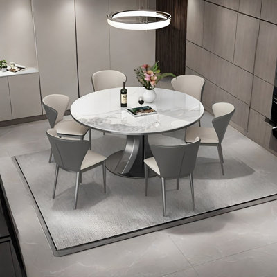 High-end round rock table and chair set