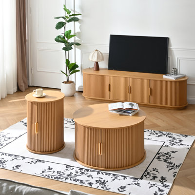 Modern Farmhouse Living Room TV Stand & Coffee Table Set