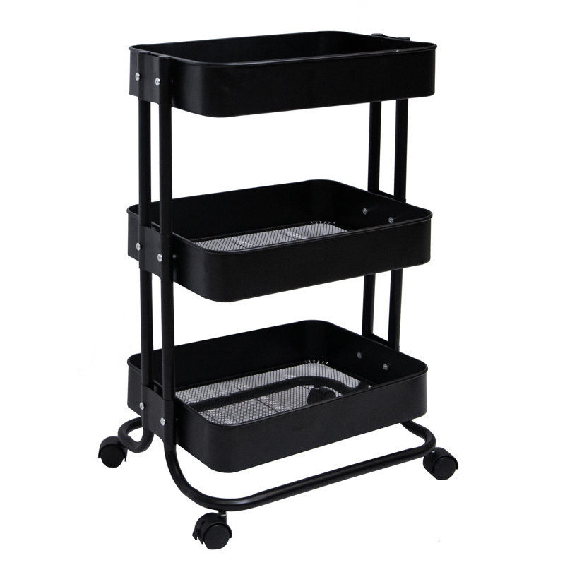 39cm W Metal Shelving Unit with Wheels, Black