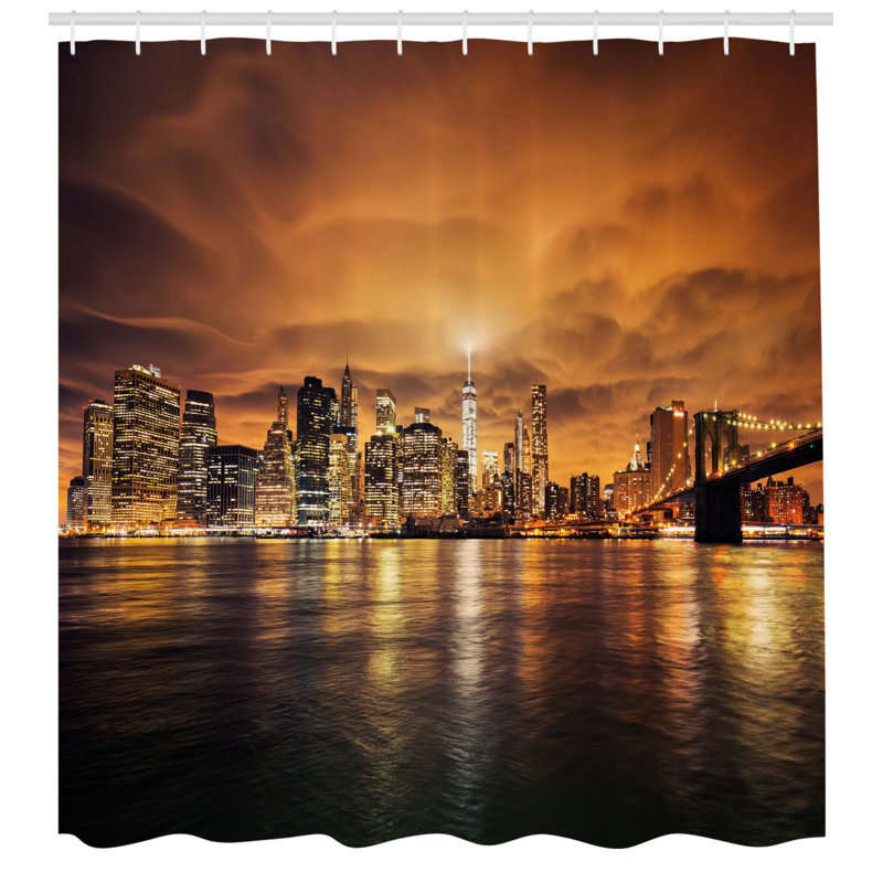 Shower Curtain with Hooks Included, 70" H x 69" W